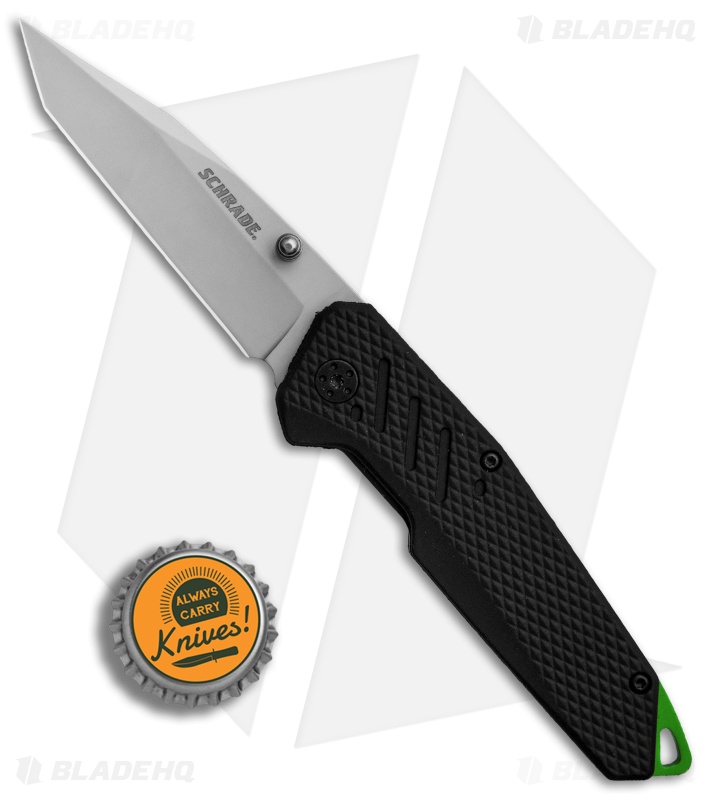 Schrade Tanto Liner Lock Knife Black Rubber (3" Bead Blast) 1084293
