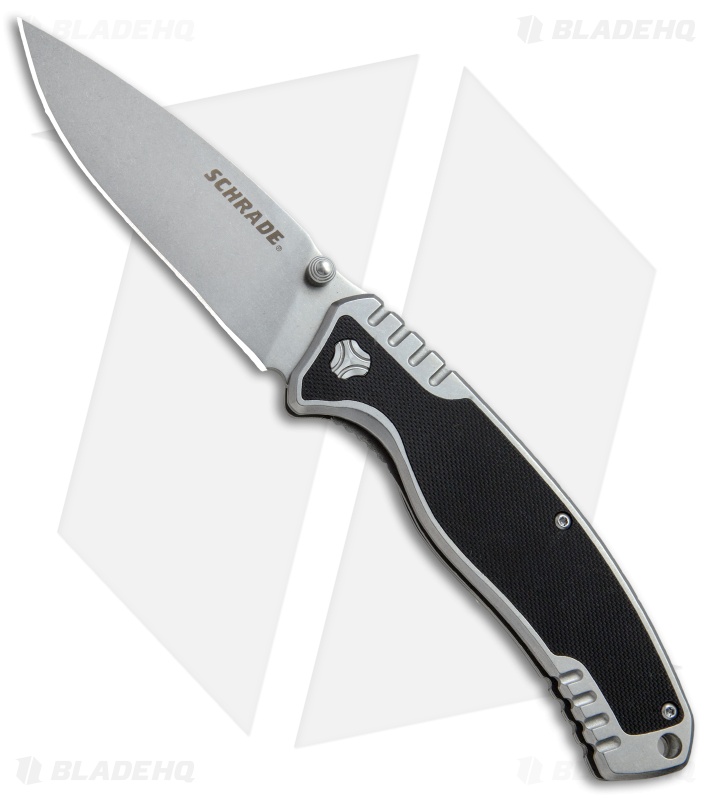Schrade Ultra Glide Liner Lock Folding Knife Black G-10 (3.5" Stonewash) SCH305