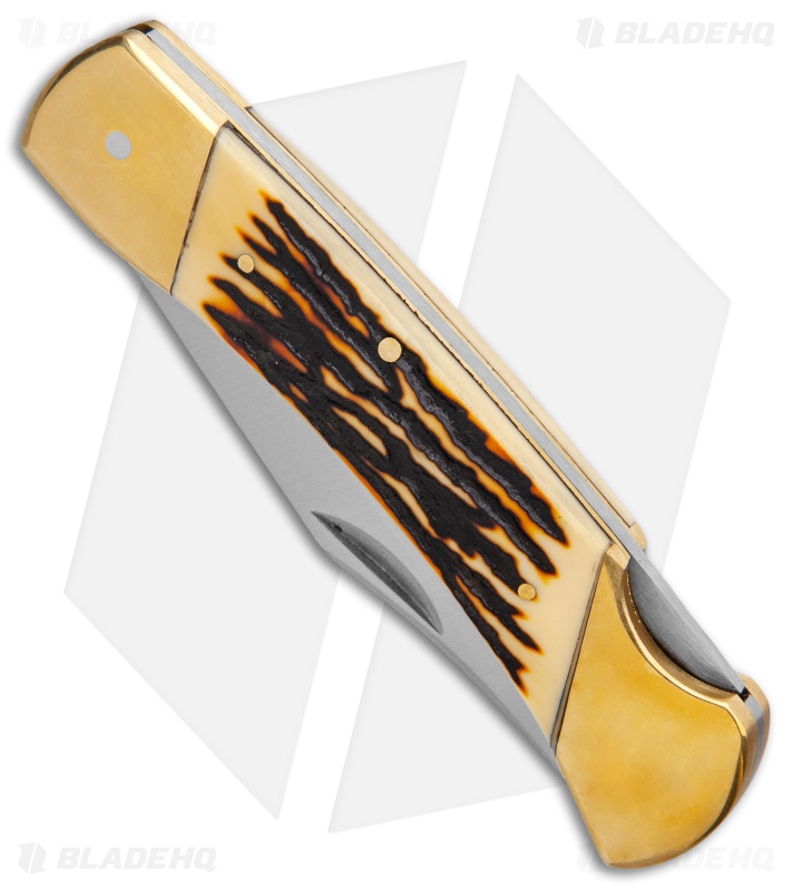 Schrade Uncle Henry Papa Bear Traditional Pocket Knife 5" Brown Staglon SCHLB8