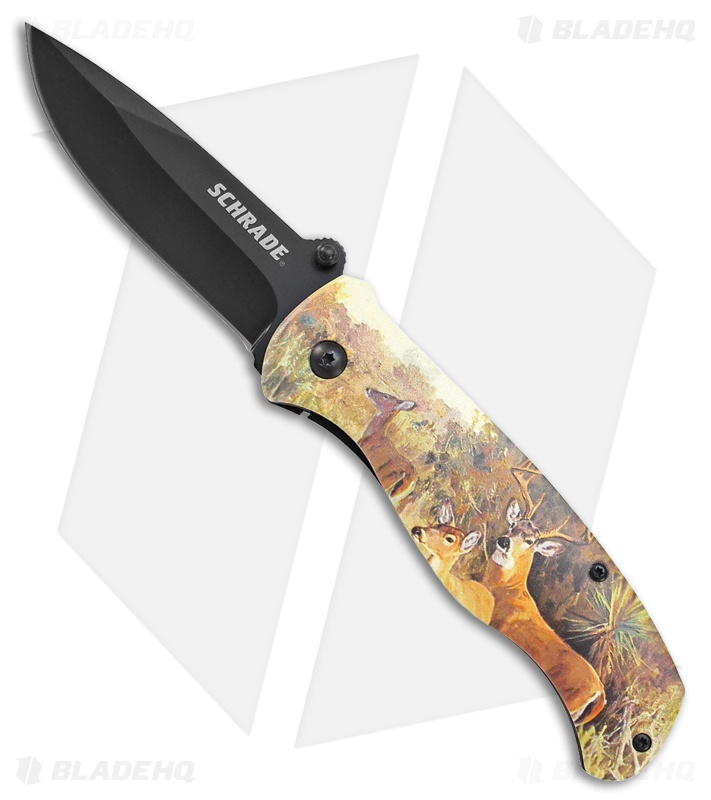 Schrade Whitetail Drop Point Liner Lock Knife ( 3.5" Black) SCHPROM1615CP