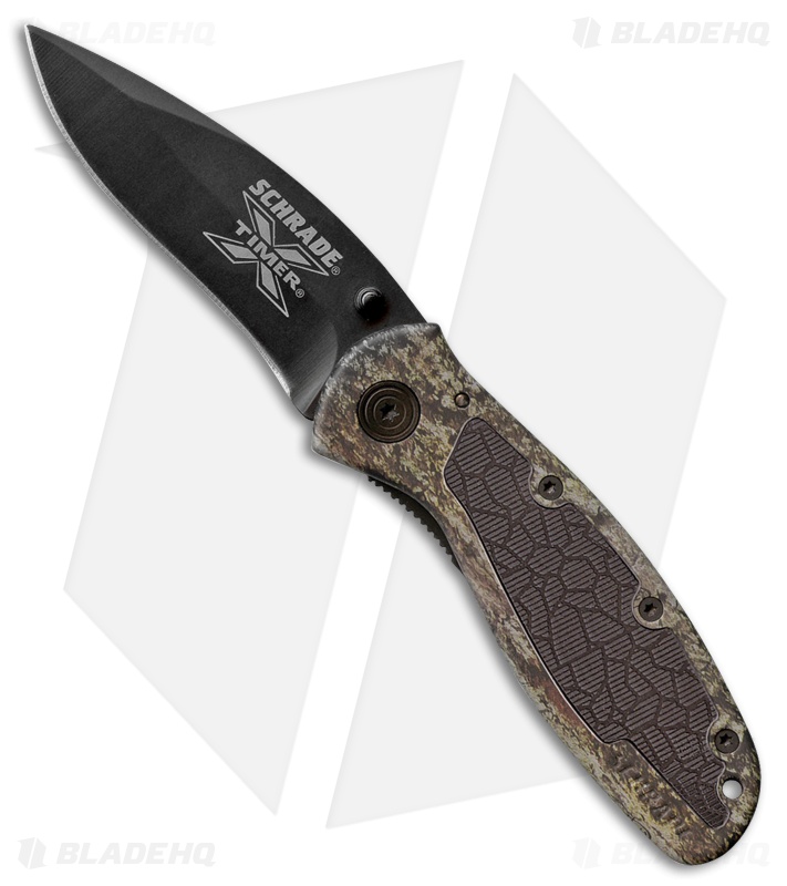 Schrade X-Timer Liner Lock Knife Camo (2.875"  Black) SCHXT10C