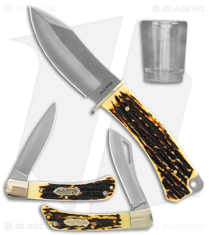 Uncle Henry 3pc. Fixed/Folder Combo w/ Shot Glass Gift Set