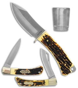 Uncle Henry 3pc. Fixed/Folder Combo w/ Shot Glass Gift Set