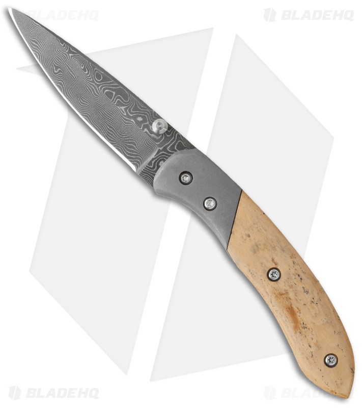 Sheepdog Knives SF Sunday Folder Knife Ti/Mammoth (2.625" Damascus)