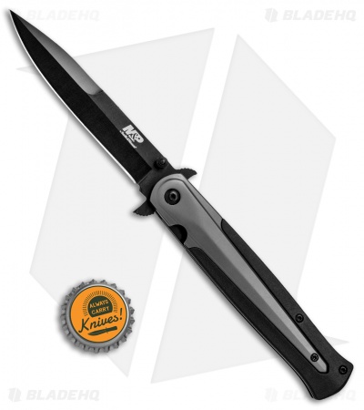 M&P Dagger Liner Lock Knife Gray Steel/Black GRN (3.8" Black) 1085898