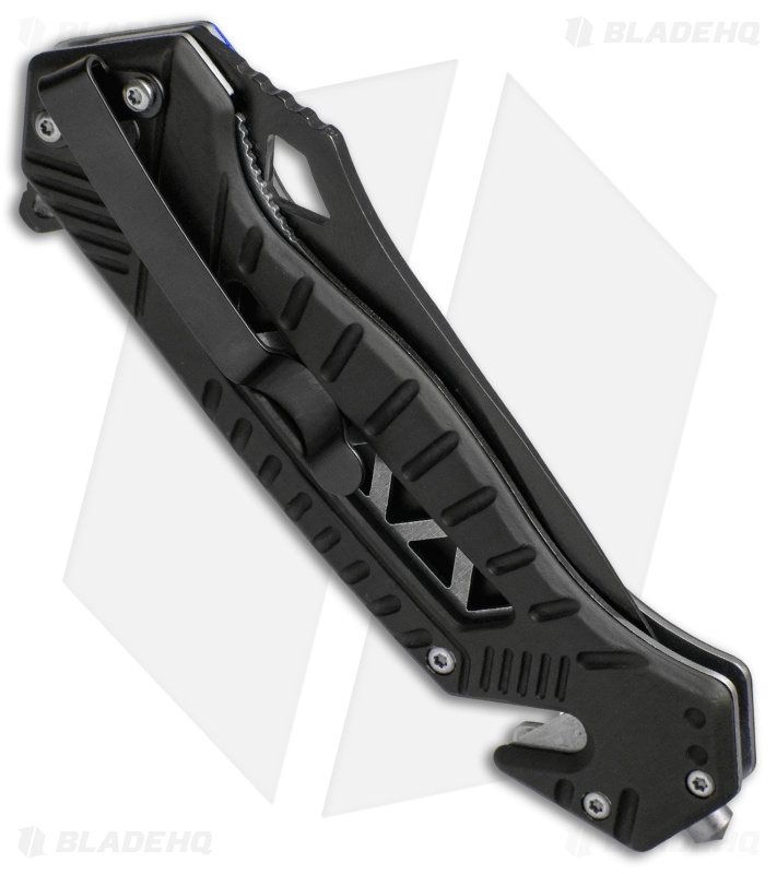 Smith & Wesson Rescue Liner Lock Knife Black/Blue (3.5" Black Serr) SW608BLS