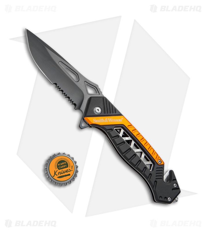 Smith & Wesson Rescue Liner Lock Knife Black/Orange (3.5