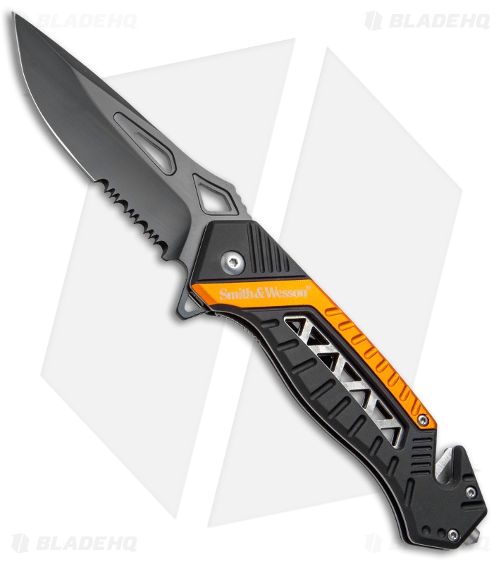 Smith & Wesson レスキューナイフ USA Smith & Wesson Rescue Liner Lock Knife Black/Orange (3.5