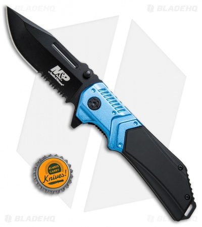 Smith & Wesson M&P Liner Lock Clip Point Knife Black/Blue (3.6" Black Serr)
