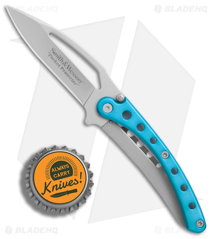 Smith & Wesson Pocket Protector Frame Lock Knife Blue (2.625" Gray