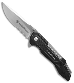 Smith & Wesson Liner Lock Knife Gray/Black (3.6" Satin Serr) SW607S 