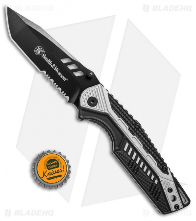 Smith & Wesson Liner Lock Tanto Knife Gray/Black (3.5" Black Serr) SW612S
