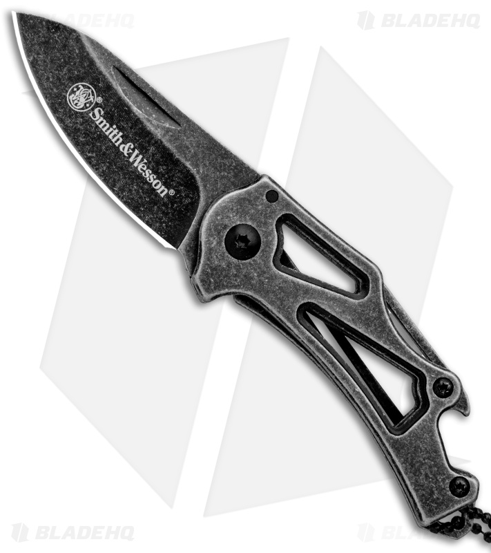 Smith & Wesson Keychain Bottle Opener Knife (2.1" Black SW) 1100064
