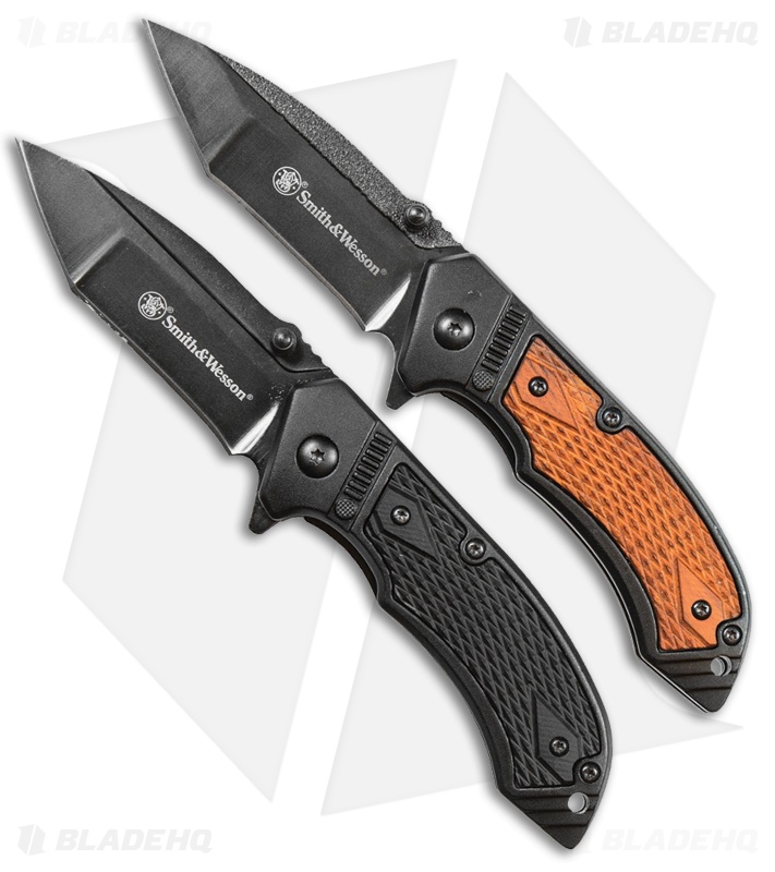 Smith & Wesson 2Piece Pistol Grip Folding Knife Combo Set Blade HQ