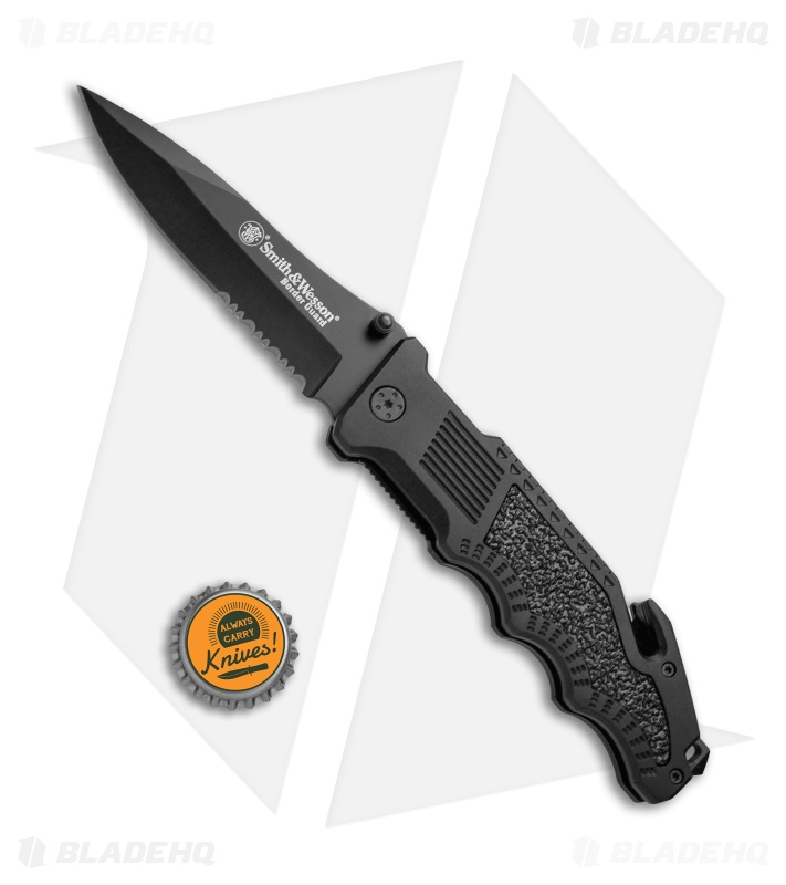 Smith & Wesson Border Guard Folding Knife (4.375" Black Serr) SWBG1S