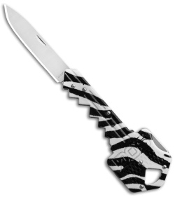 SOG Key Lockback Knife Keychain Utility Zebra (1.5" Satin) KEY-CT