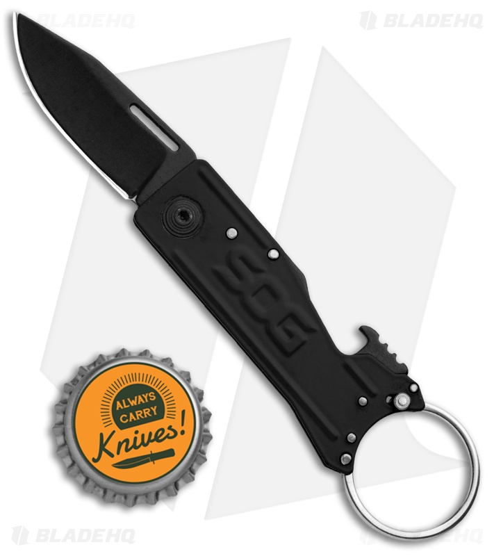 SOG Keytron Clip Point Folding Knife Key Chain Blackout (1.9