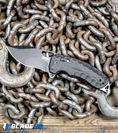 SOG Kiku XR Blackout XR-Lock Knife Black Micarta (3" Black)