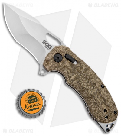 SOG KIKU XR XR-Lock Knife Natural Linen Micarta (3" Satin)