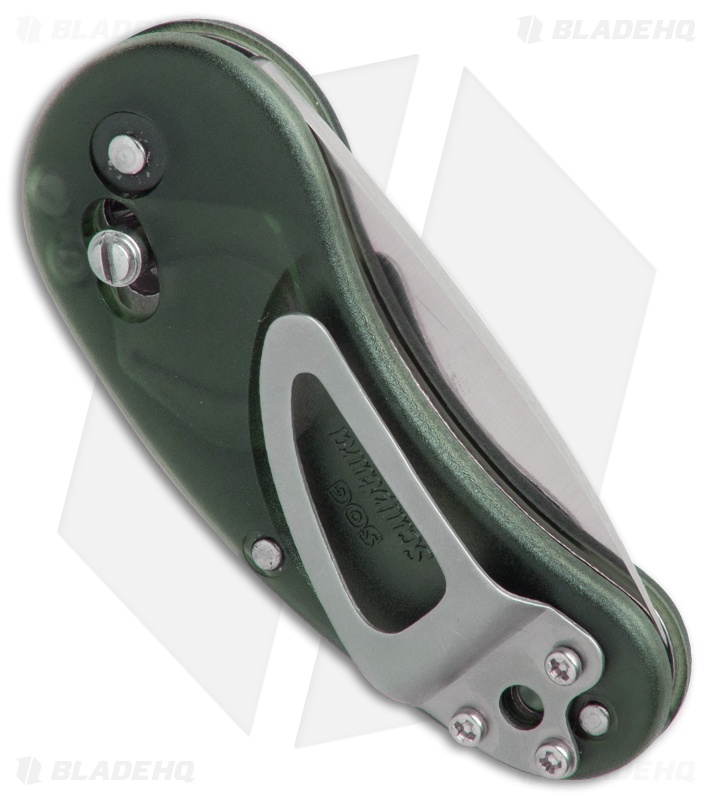 SOG Sculptura Drop Point Arc-Lock Knife Green Zytel (2" Satin)