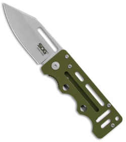 SOG Cash Card Liner Lock Wallet Knife Moss Green (2.75" Satin) EZ5