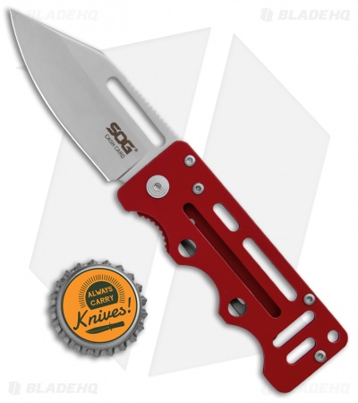 SOG Cash Card Liner Lock Wallet Knife Garnet Red S Steel (2.75" Satin) EZ2
