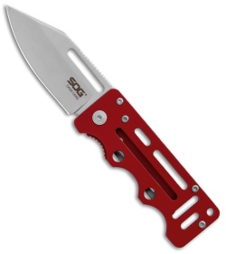 SOG Cash Card Liner Lock Wallet Knife Garnet Red S Steel (2.75" Satin) EZ2