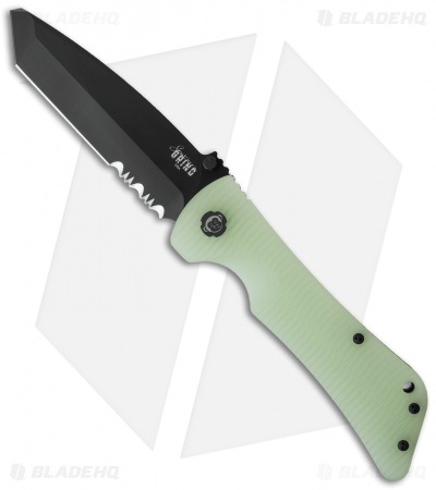 Southern Grind Bad Monkey Tanto Knife Jade Ghost Green G-10 (3.8" Black Serr)