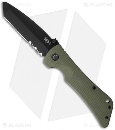 Southern Grind Bad Monkey Tanto Knife OD Green G-10 (3.8" Black Serr)