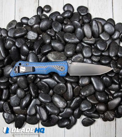 Southern Grind Spider Monkey Liner Lock Knife Blue CF (3.25" M4 DLC Black)