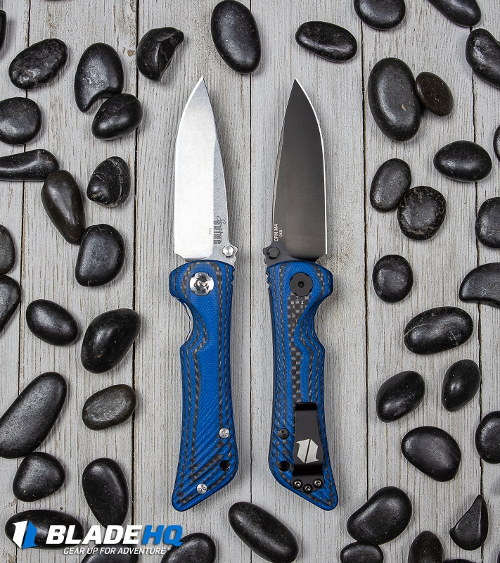 Southern Grind Spider Monkey Liner Lock Knife Blue CF (3.25" M4 DLC Black)