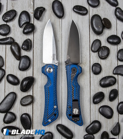 Southern Grind Spider Monkey Liner Lock Knife Blue CF (3.25" M4 DLC Black)