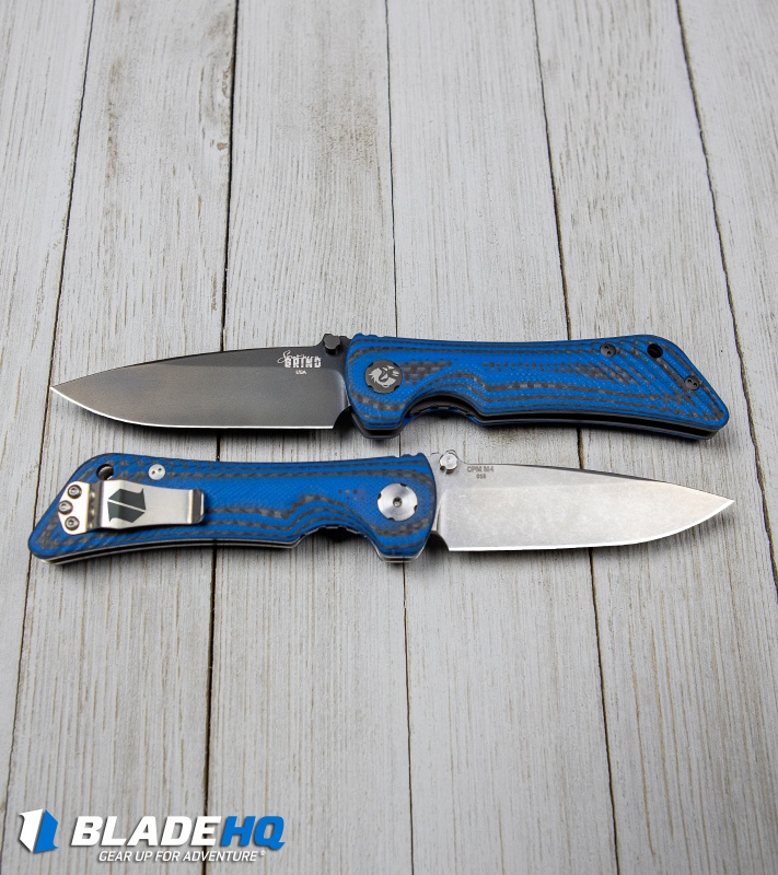 Southern Grind Spider Monkey Liner Lock Knife Blue CF (3.25" M4 DLC Black)