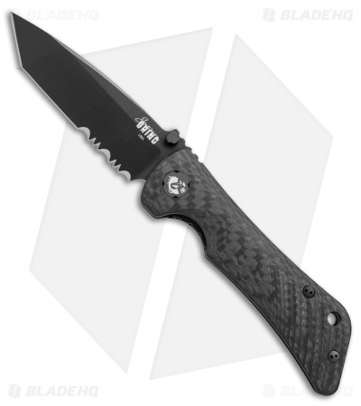 Southern Grind Spider Monkey Tanto Liner Lock Knife CF (3.25" Black Serr)