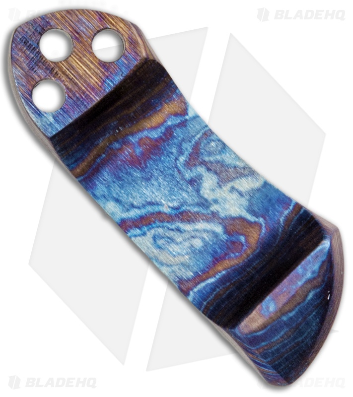 CMF Metalworks Heated Timascus Spyderco Pocket Clip - Blue/Purple
