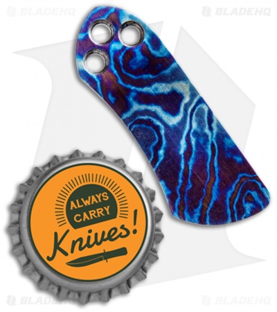 CMF Metalworks Heated Timascus Spyderco Pocket Clip - Blue/Purple