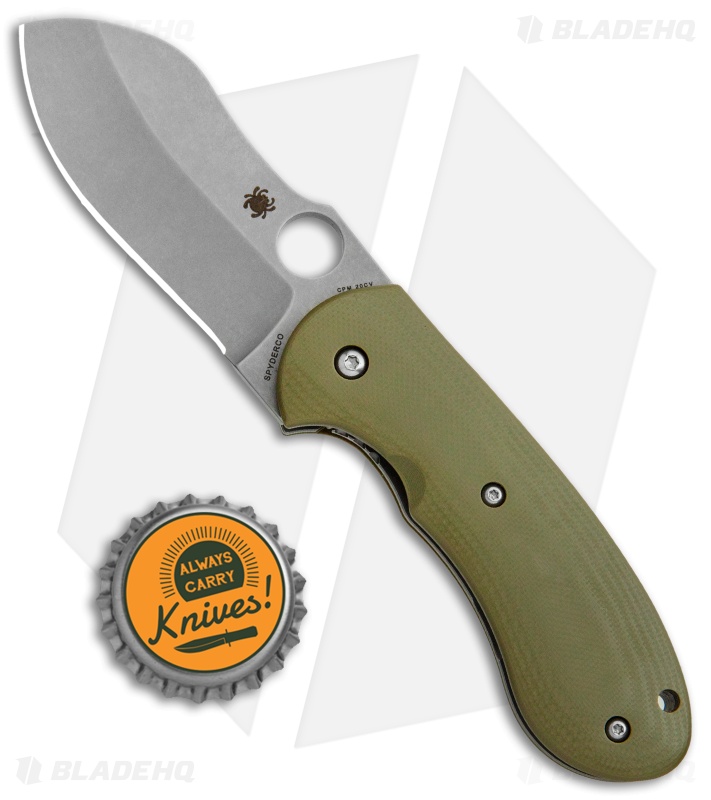 Spyderco Bombshell Flash Batch Folding  Knife Green G-10 (3" Stonewash)C250GTIP 