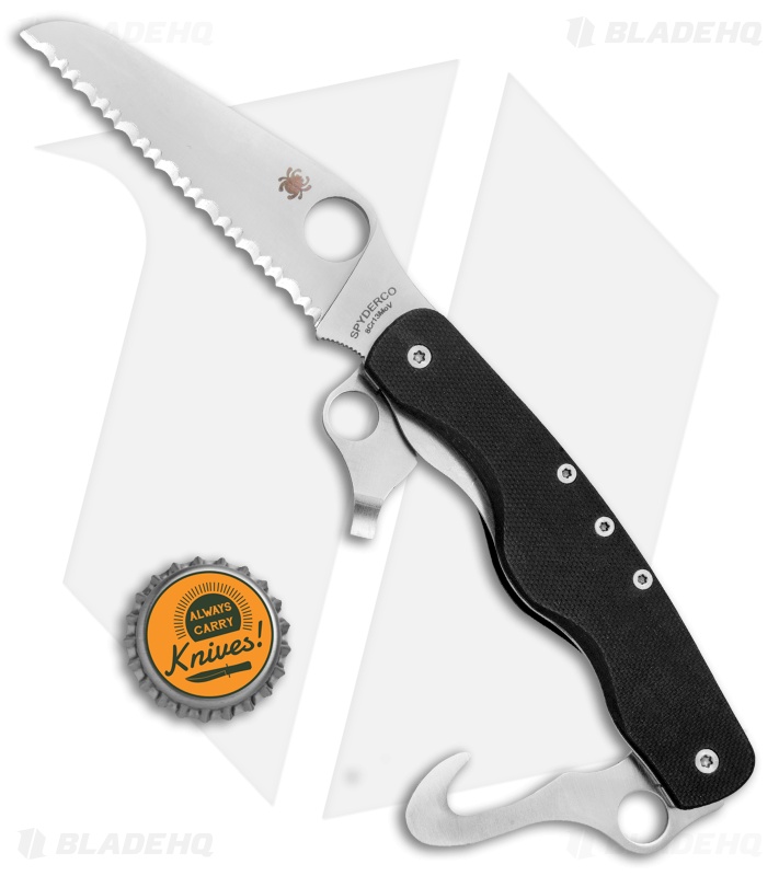 Spyderco ClipiTool Rescue Multi-Tool Knife Black G-10 (3.5" Satin Serr) C209GS