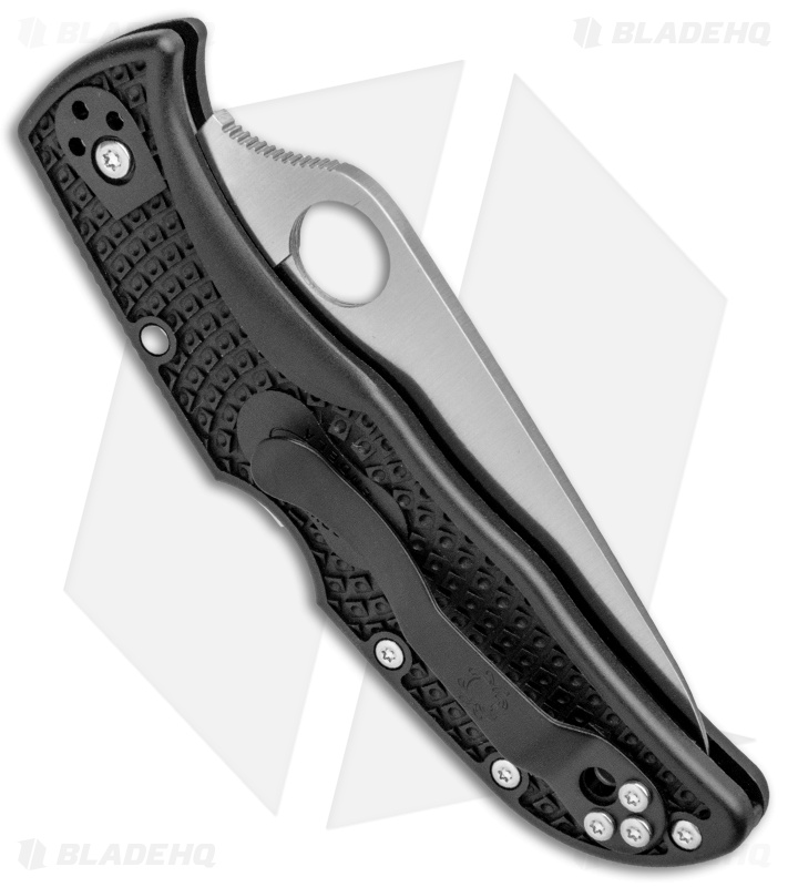 Spyderco Endela Lightweight Lockback Knife Black FRN (3.41" Satin Serr) C243SBK