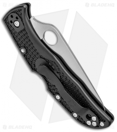 Spyderco Endela Lightweight Lockback Knife Black FRN (3.41" Satin Serr) C243SBK