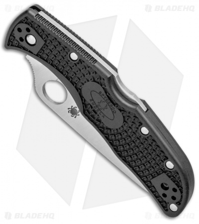 Spyderco Endela Lightweight Lockback Knife Black FRN (3.41" Satin Serr) C243SBK
