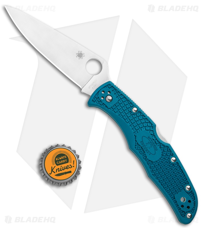 Spyderco Endura 4 Knife Flat Ground Blue FRN (3.75" Satin K390) C10FPK390