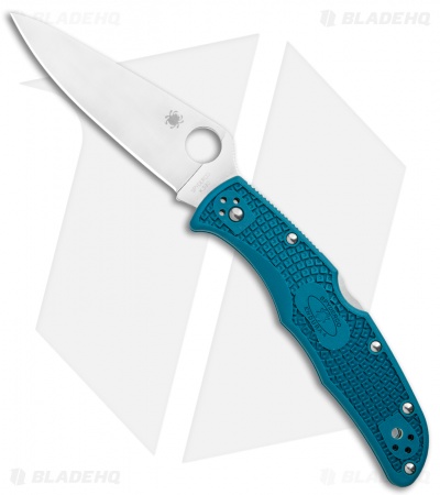 Spyderco Endura 4 Knife Flat Ground Blue FRN (3.75" Satin K390) C10FPK390