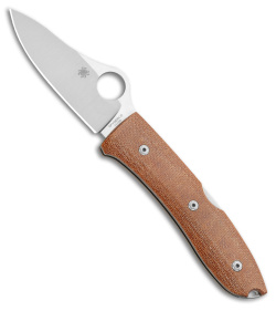 Spyderco SpyOpera Lockback Knife Brown Canvas Micarta (2.88" Satin M390)