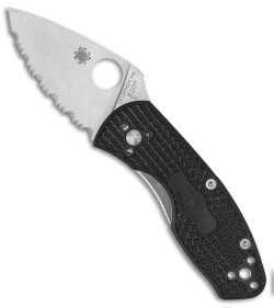 Spyderco Ambitious Lightweight Liner Lock Knife Black (2.25" Satin Serr) C148SBK