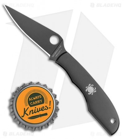 Spyderco GrassHopper Black Stainless Steel Keychain Knife (2.3" Black) C138BKP