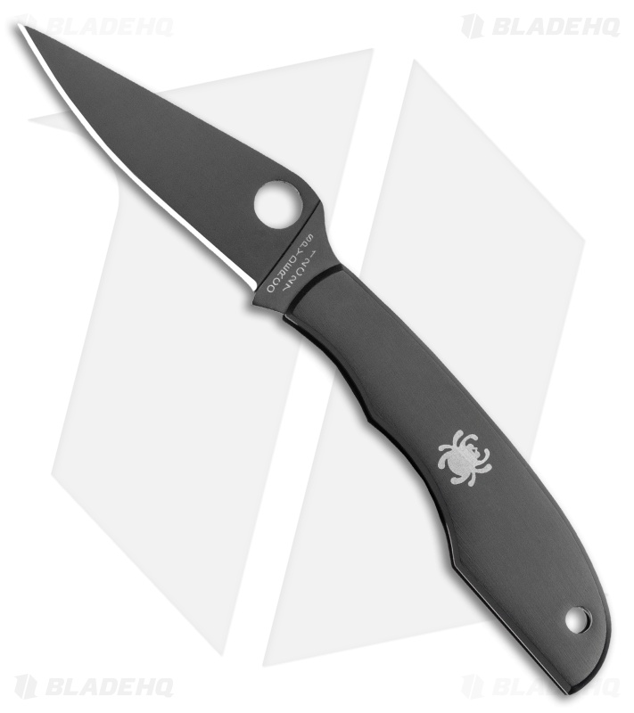 Spyderco GrassHopper Black Stainless Steel Keychain Knife | Blade HQ