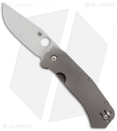 Spyderco Slysz Bowie Frame Lock Knife Titanium (3.375" Stonewash) C186TIP