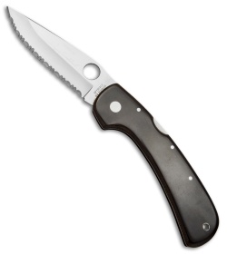 Spyderco Wayne Goddard Lock Back Knife Brown Micarta (3.625" Satin Full Serr) 