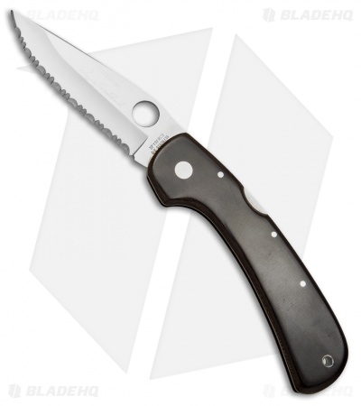 Spyderco Wayne Goddard Lock Back Knife Brown Micarta (3.625" Satin Full Serr) 